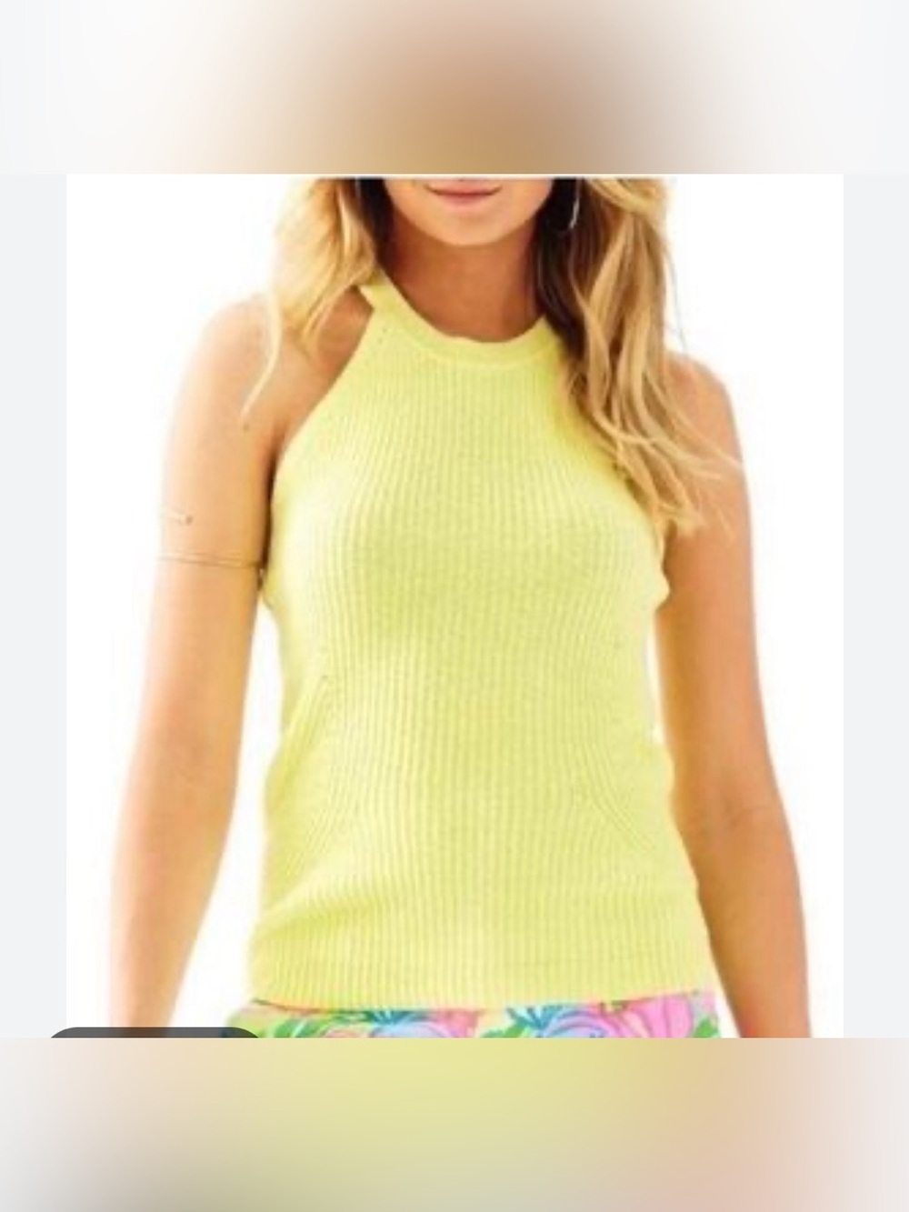 Lilly Pulitzer Estee sweater yellow knit cotton style 20880 size medium